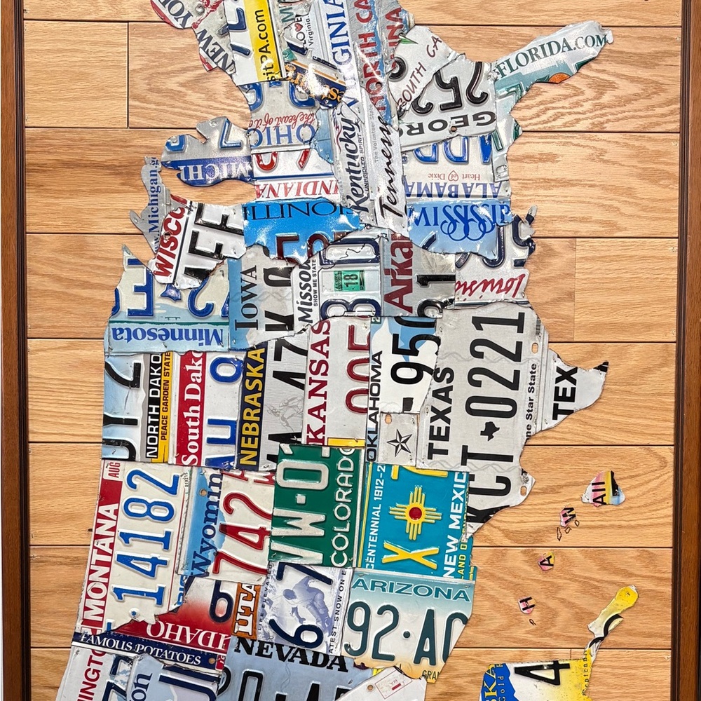 License Plate USA Map Art